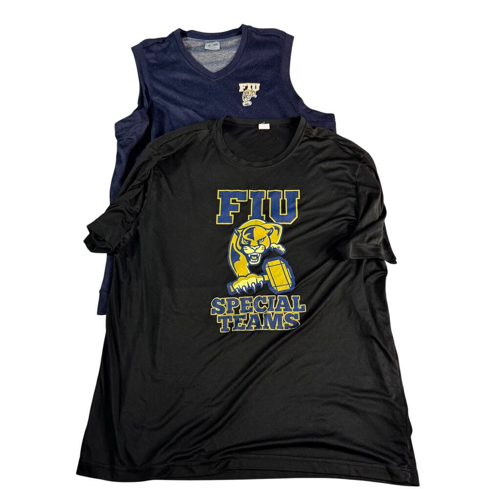 Lot 2 FIU Golden Panthers Adidas Shirts Sleeveless Tank & Graphic Tee Large/XL